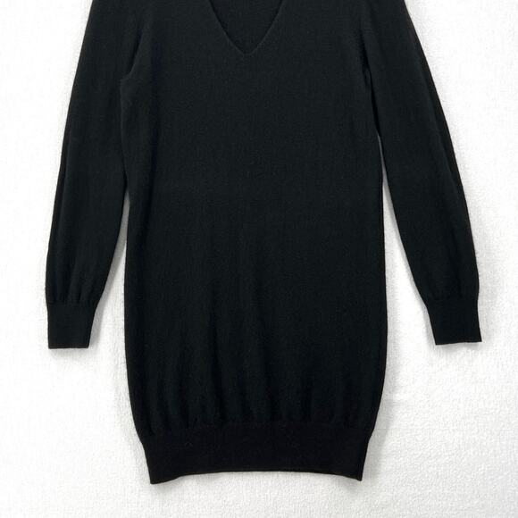EQUIPMENT Rosemary Cashmere Sweater Dress Women M Black Deep V Neck Lightweight - Picture 8 of 16